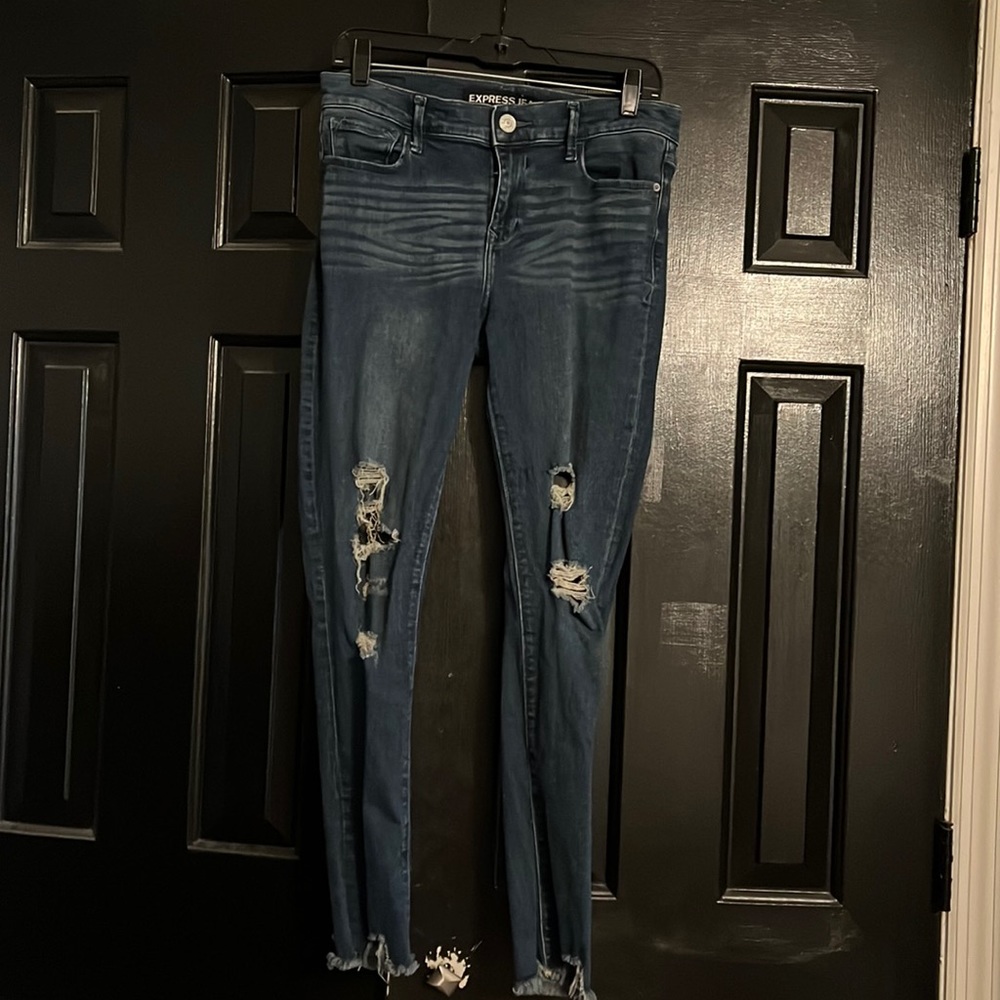 Express distressed skinny jeans